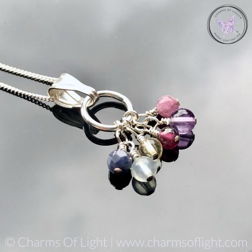 Family Birthstone Cluster Charm Necklace